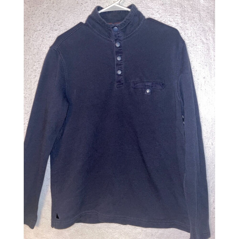 UNTUCKIT Parkson 1/4 Snap Fleece Pullover Sweatshirt Navy Blue Pocket Men's sz M
